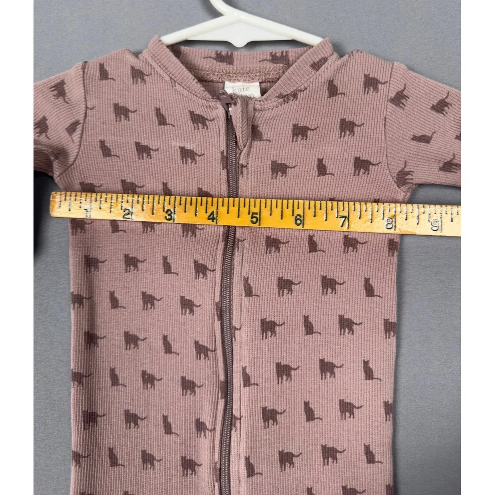 Kate Quinn NB‎ Baby Zip Romper Organic Cotton Pink Animal Print Footless